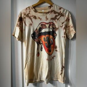 NWOT Bella Canvas Cream and Brown Tie-Dye Shirt